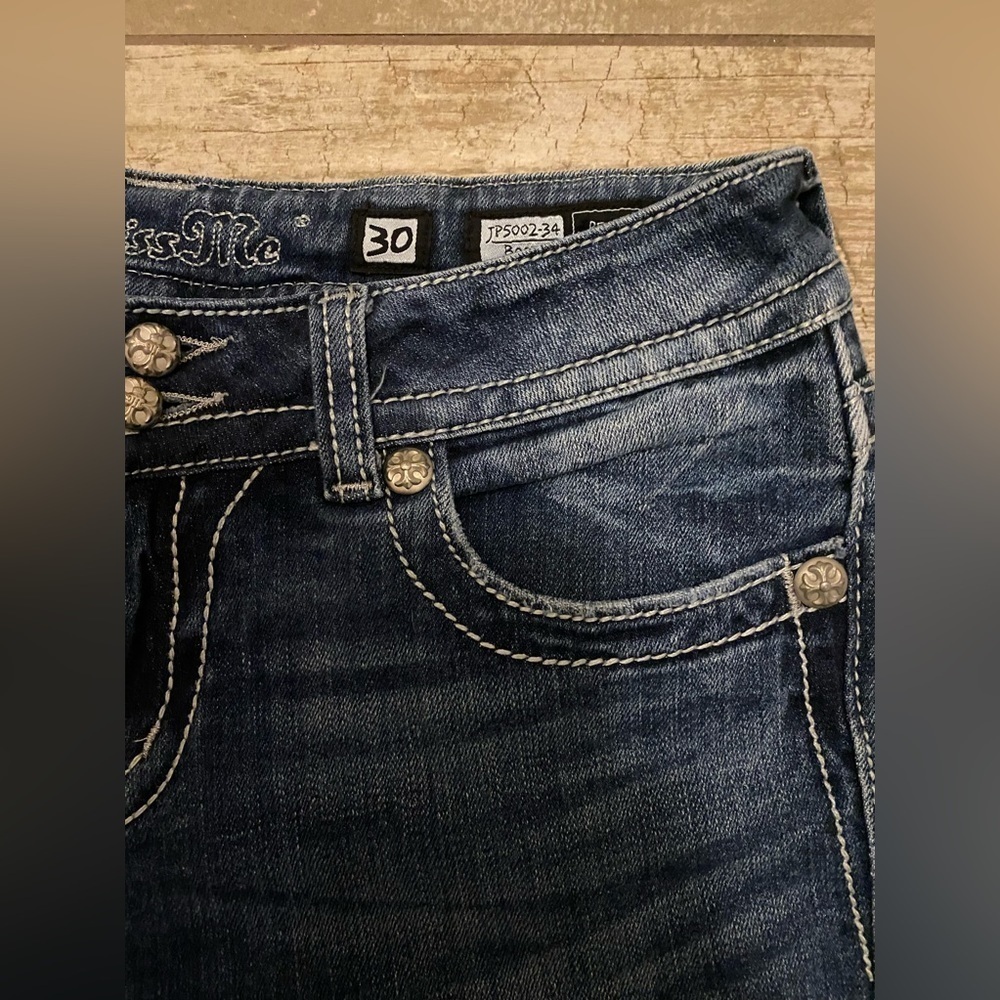 Miss Me Sequin Distressed Bootcut Jeans. - Picture 7 of 13
